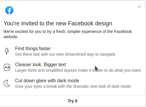 enable dark mode in new Facebook