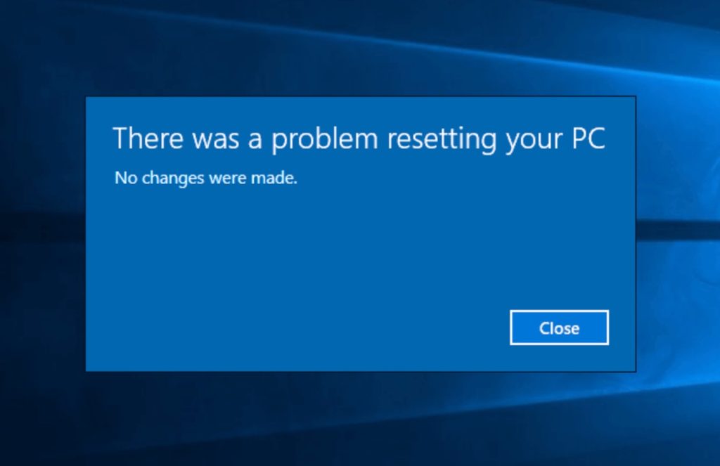 There was a problem resetting your pc