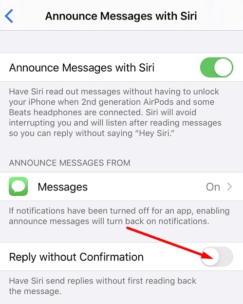 Turn Off Siri Reading Messages